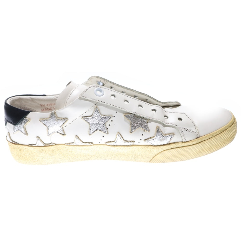 SAINT LAURENT PARIS(サンローランパリ) スターパッチ ロゴプリント レザー レースアップ ローカットシューズ スニーカー ホワイト レディース 419197