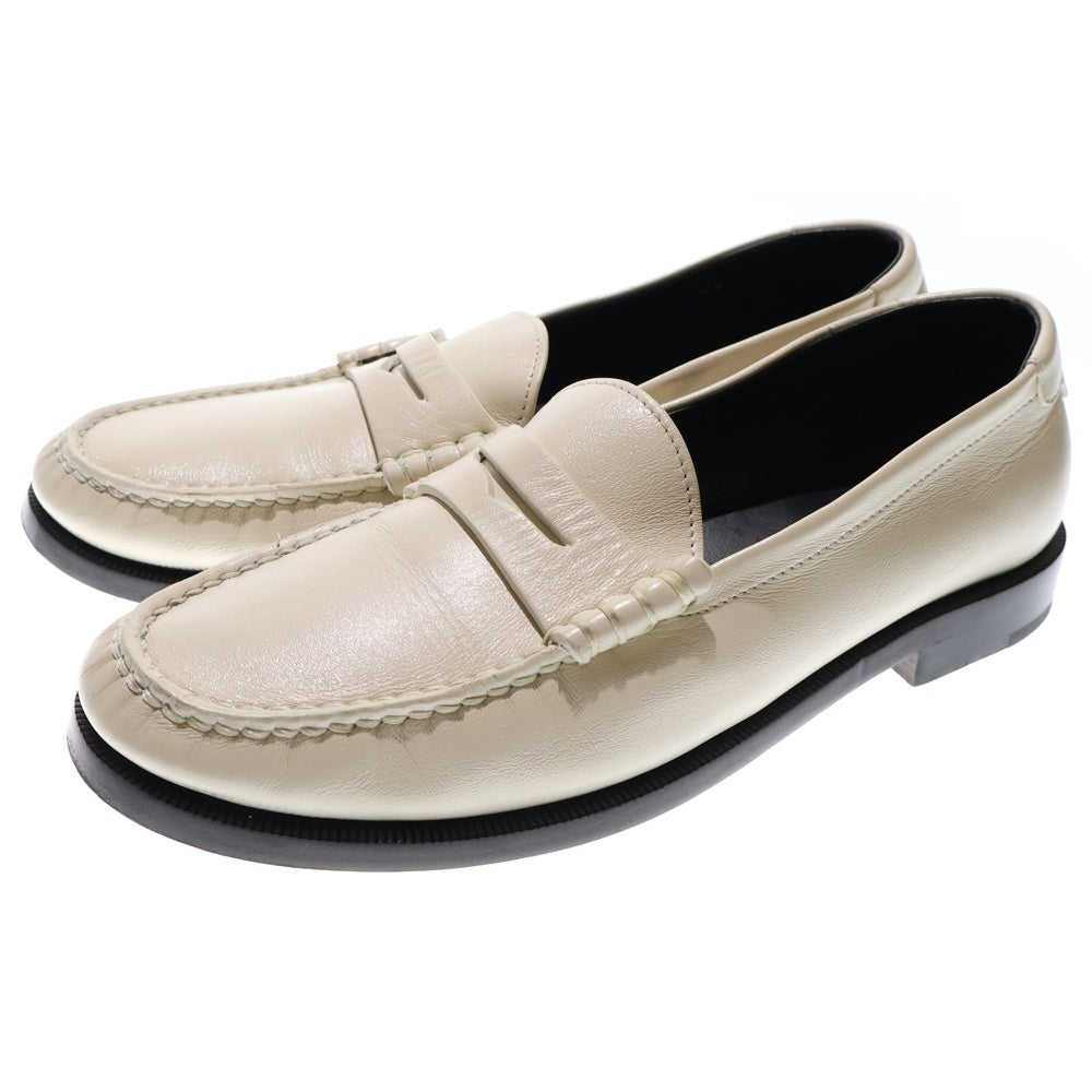 SAINT LAURENT PARIS(サンローランパリ) カサンドラロゴプレート レザー ローカットシューズ ペニーローファー アイボリー 633809 レディース