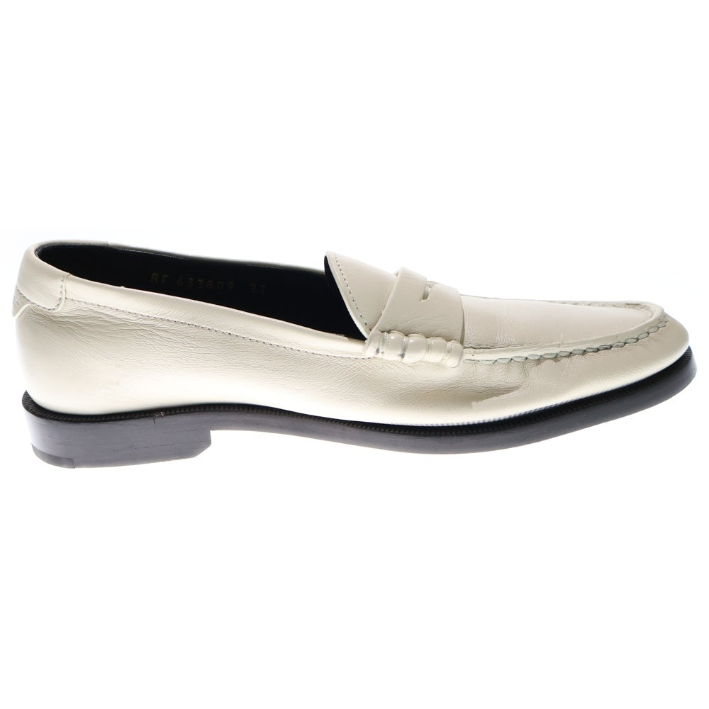 SAINT LAURENT PARIS(サンローランパリ) カサンドラロゴプレート レザー ローカットシューズ ペニーローファー アイボリー 633809 レディース