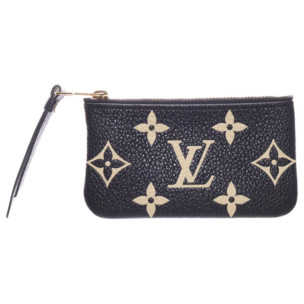 LOUIS VUITTON(ルイヴィトン) モノグラム・アンプラント ポシェットクレ バッグチャーム 小物入れ ブラック×ベージュ バイカラー レザー M80885 ゴールド金具 レディース