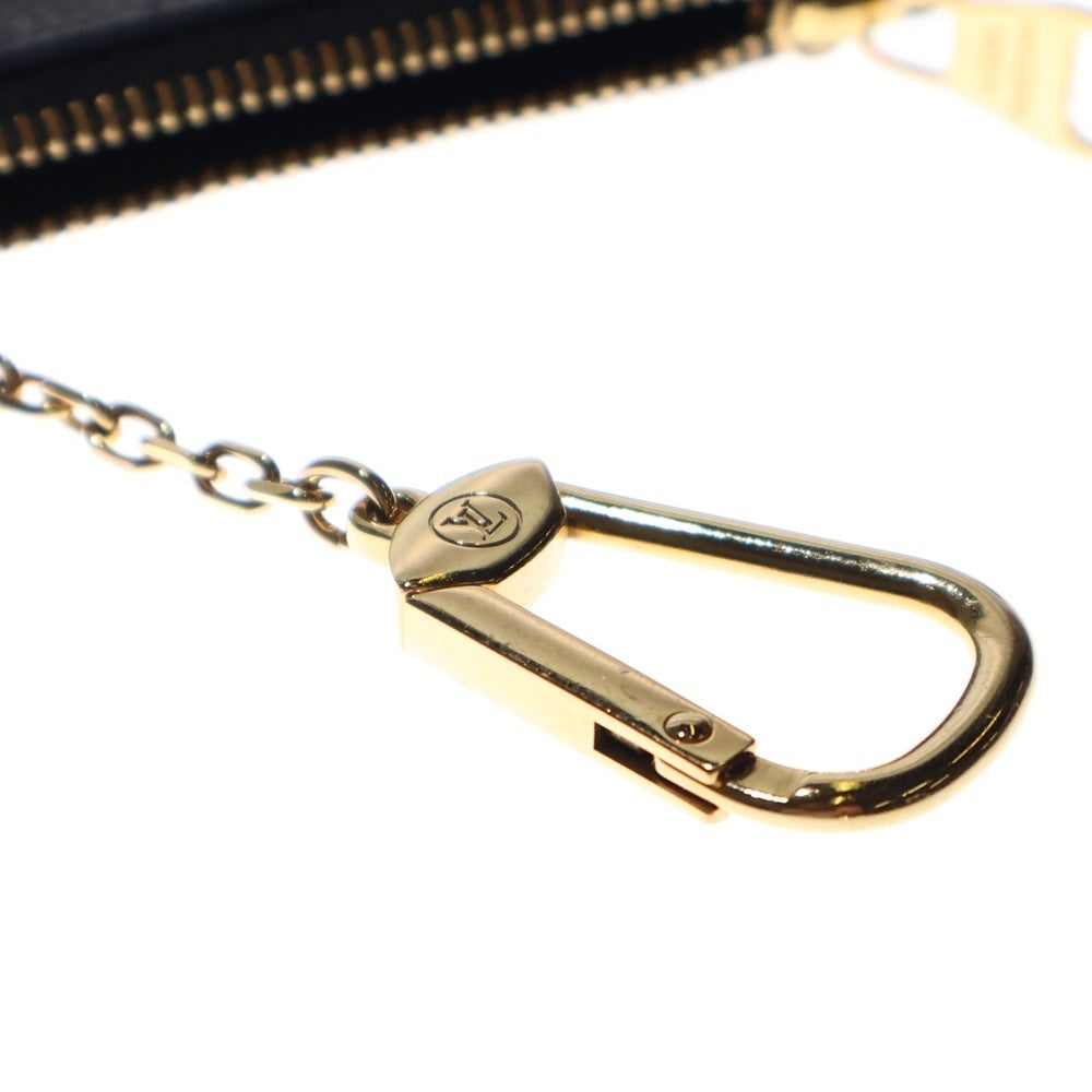 LOUIS VUITTON(ルイヴィトン) モノグラム・アンプラント ポシェットクレ バッグチャーム 小物入れ ブラック×ベージュ バイカラー レザー M80885 ゴールド金具 レディース