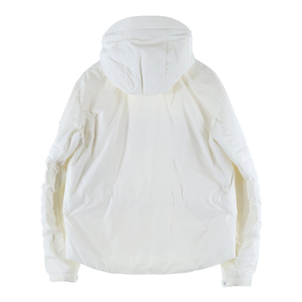 MONCLER(モンクレール) 21SS OLARGUES オラルグ ロゴ刺繍 ラバーワッペン トリコロール フーデッド ジップアップ ダウンジャケット ホワイト G10911B50A00 54A91