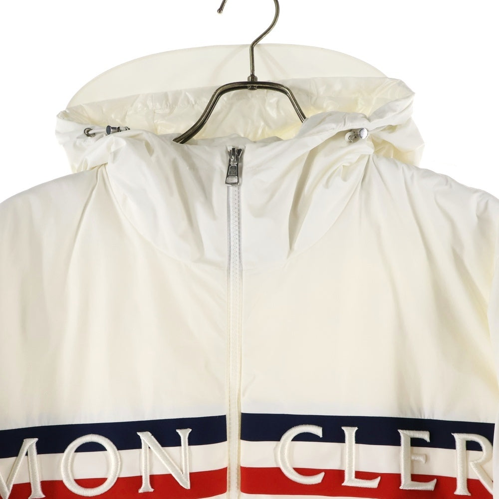 MONCLER(モンクレール) 21SS OLARGUES オラルグ ロゴ刺繍 ラバーワッペン トリコロール フーデッド ジップアップ ダウンジャケット ホワイト G10911B50A00 54A91