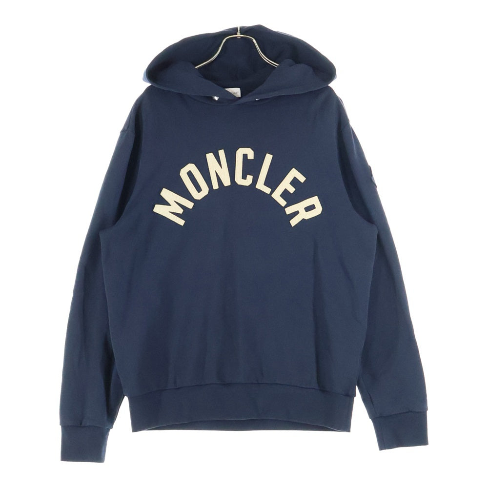 MONCLER(モンクレール) 22AW ワッペンロゴ プルオーバースウェットパーカー フーディー ネイビー H20918G00050 809KR