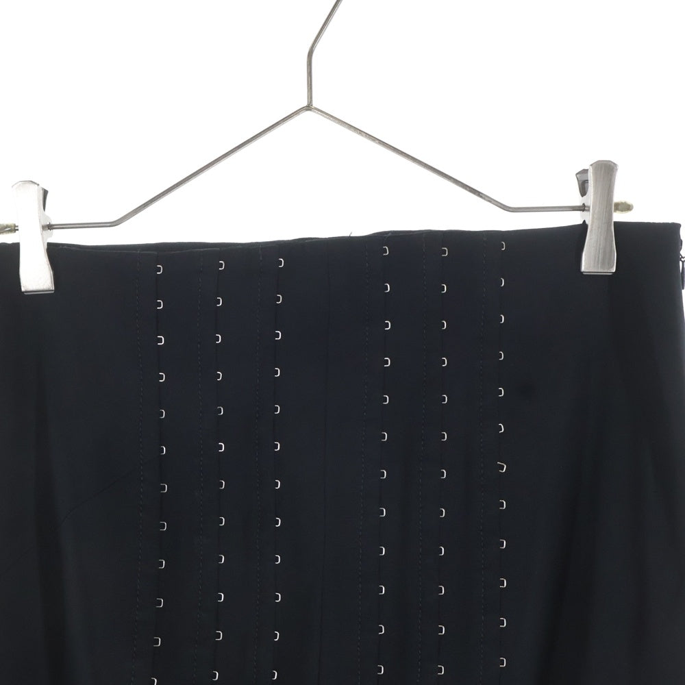 DOLCE & GABBANA(ドルチェアンドガッバーナ) 裏地レオパード総柄 ホックデザイン タイト ミディアムスカート ブラック レディース HSK4J