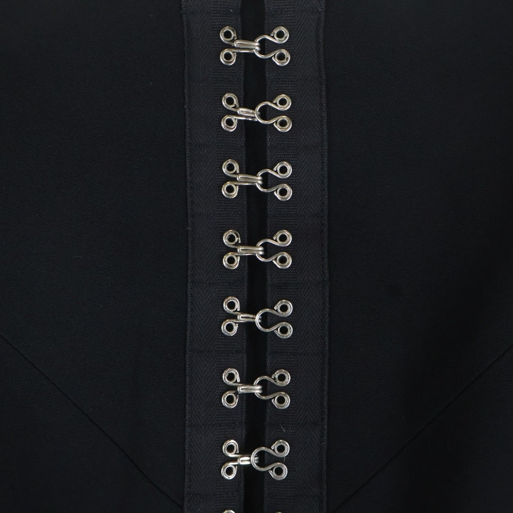 DOLCE & GABBANA(ドルチェアンドガッバーナ) 裏地レオパード総柄 ホックデザイン タイト ミディアムスカート ブラック レディース HSK4J