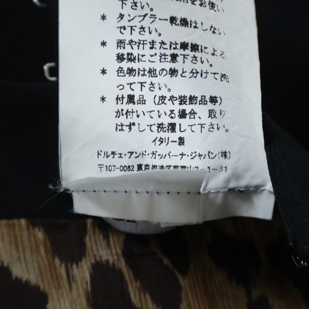 DOLCE & GABBANA(ドルチェアンドガッバーナ) 裏地レオパード総柄 ホックデザイン タイト ミディアムスカート ブラック レディース HSK4J