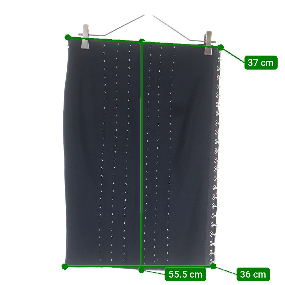 DOLCE & GABBANA(ドルチェアンドガッバーナ) 裏地レオパード総柄 ホックデザイン タイト ミディアムスカート ブラック レディース HSK4J