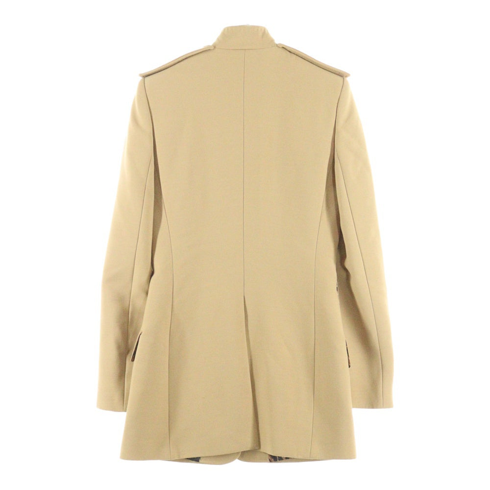 DOLCE & GABBANA(ドルチェアンドガッバーナ) 裏地レオパード総柄 スタンドカラー 比翼 ロングジャケット コート ベージュ レディース A5079 2411