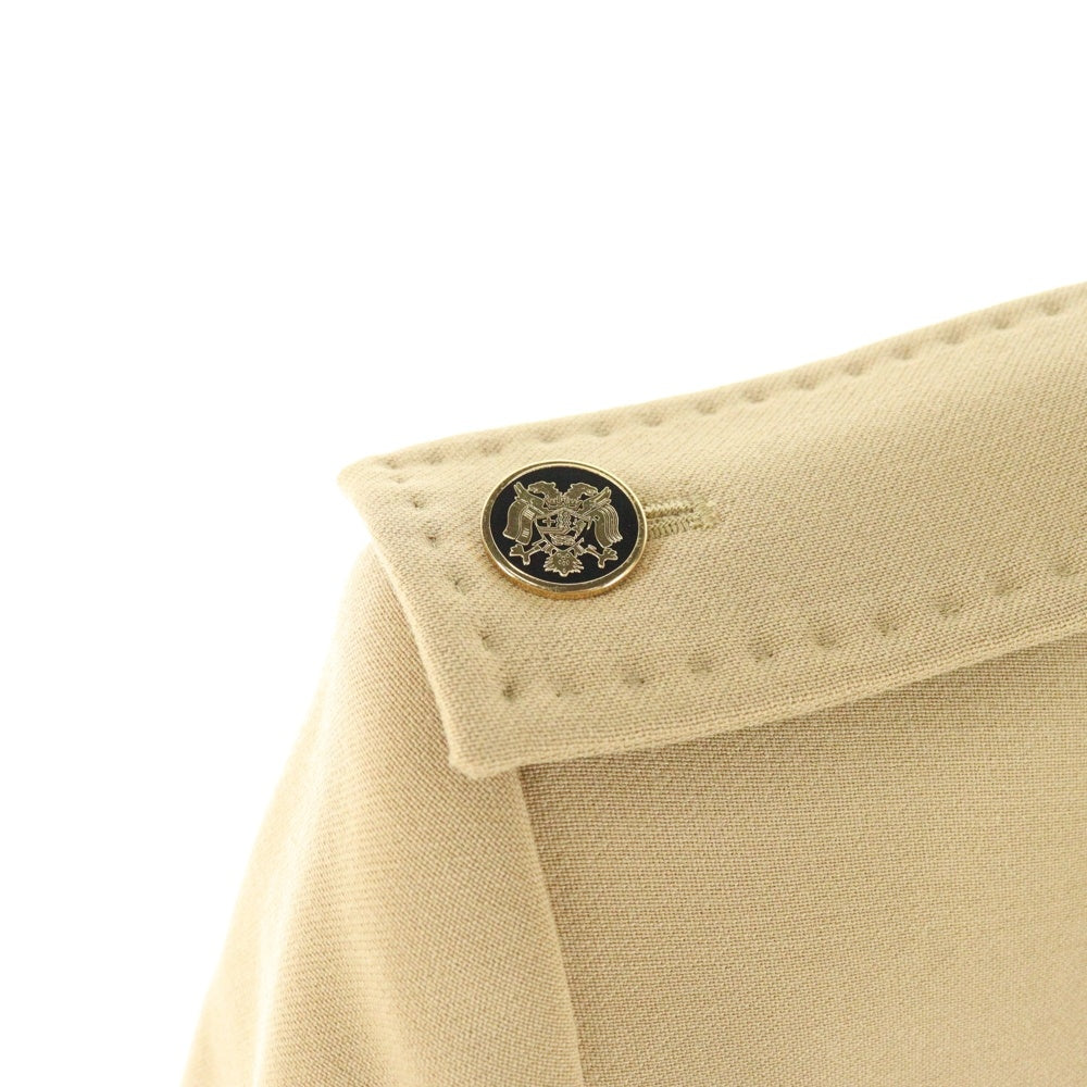 DOLCE & GABBANA(ドルチェアンドガッバーナ) 裏地レオパード総柄 スタンドカラー 比翼 ロングジャケット コート ベージュ レディース A5079 2411