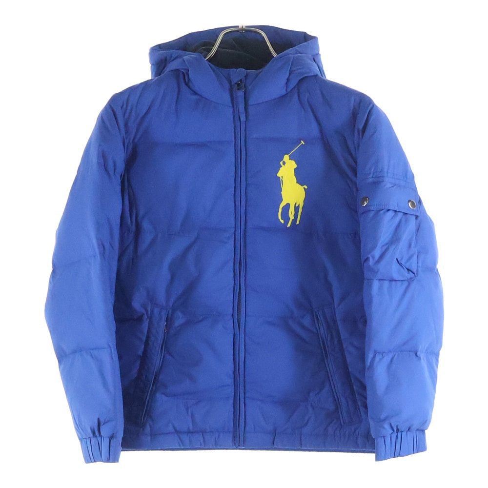 POLO RALPH LAUREN(ポロラルフローレン) ビッグポニーロゴ刺繍 フーデッド ジップアップ ダウンジャケット ブルー レディース