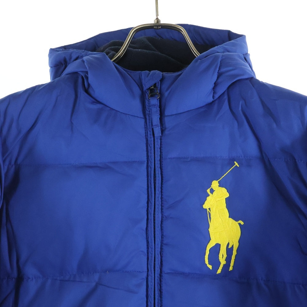 POLO RALPH LAUREN(ポロラルフローレン) ビッグポニーロゴ刺繍 フーデッド ジップアップ ダウンジャケット ブルー レディース