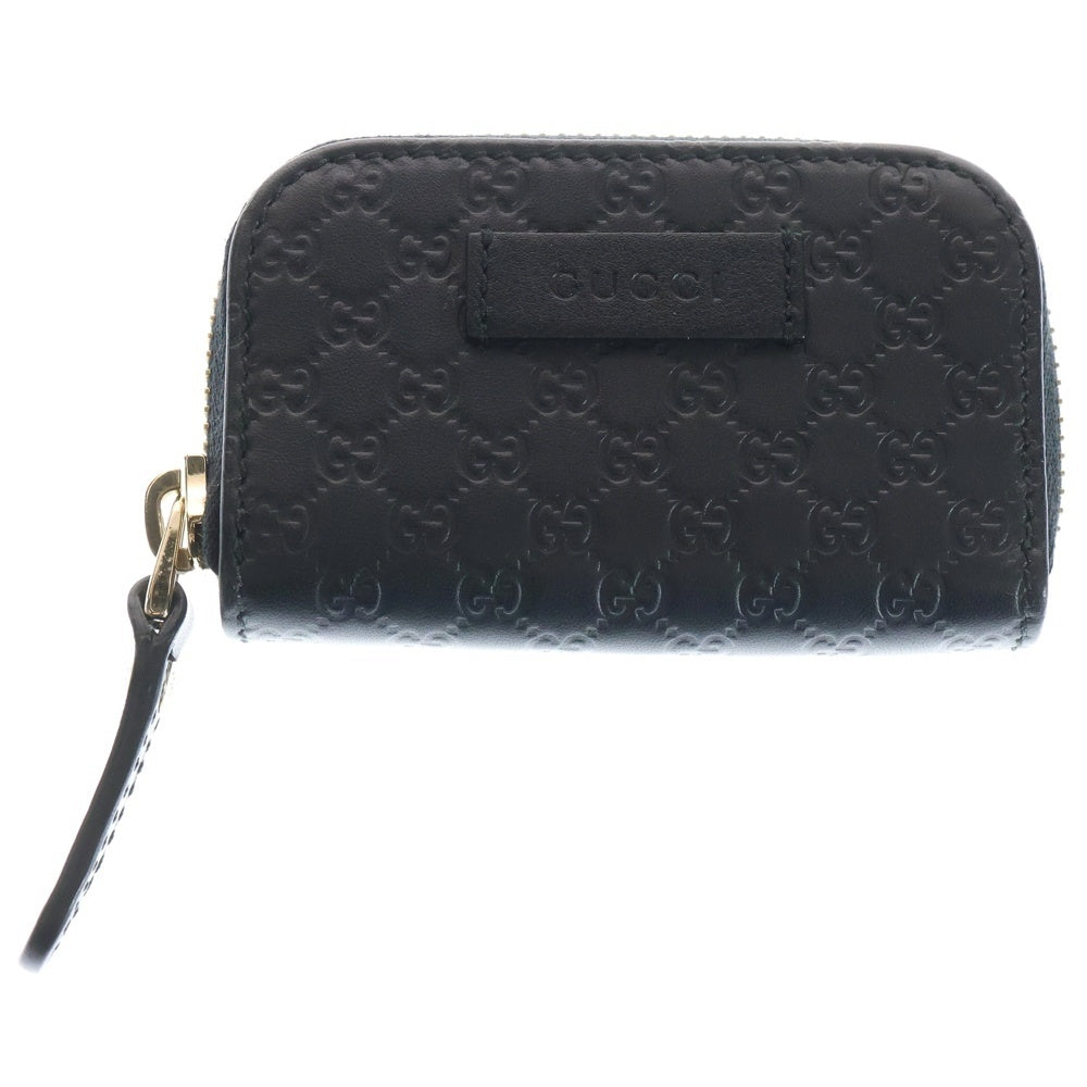 GUCCI(グッチ) マイクログッチシマ コインケース ミニ財布 ブラック レザー 449896 ゴールド金具 レディース