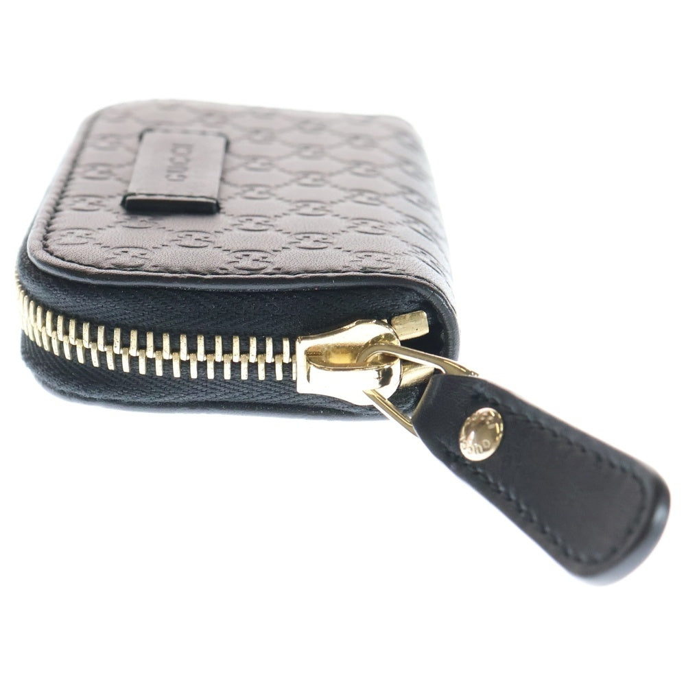 GUCCI(グッチ) マイクログッチシマ コインケース ミニ財布 ブラック レザー 449896 ゴールド金具 レディース