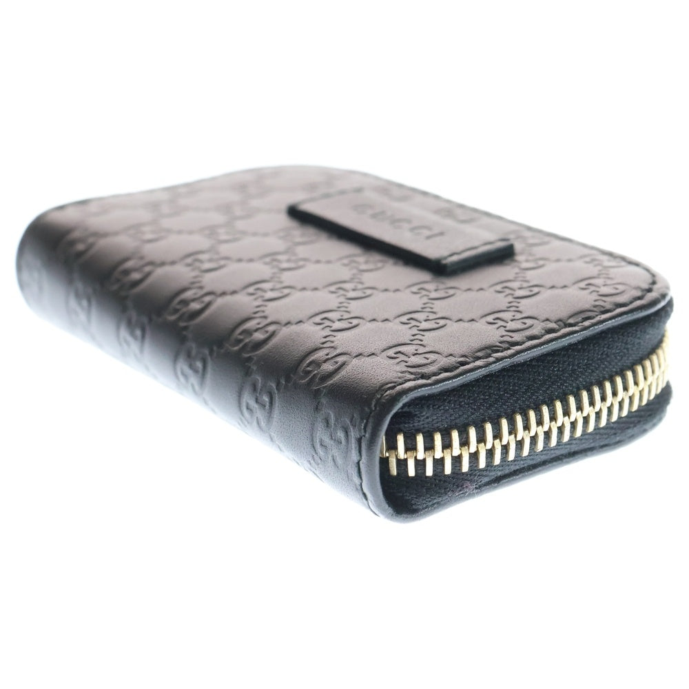 GUCCI(グッチ) マイクログッチシマ コインケース ミニ財布 ブラック レザー 449896 ゴールド金具 レディース