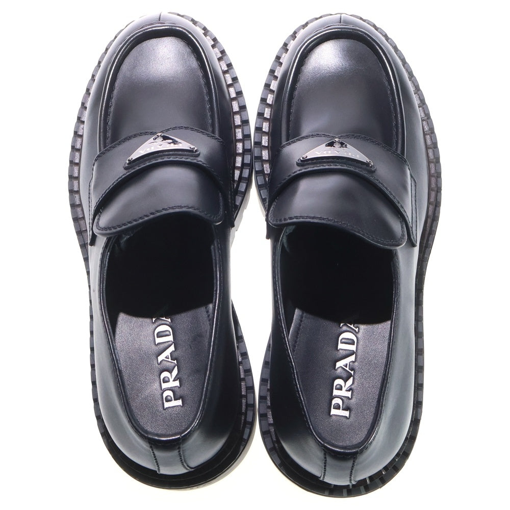 PRADA(プラダ) トライアングルロゴプレート オックスフォード レザー チャンキー ラバーソール ローファー シューズ ブラック 2DE148 レディース