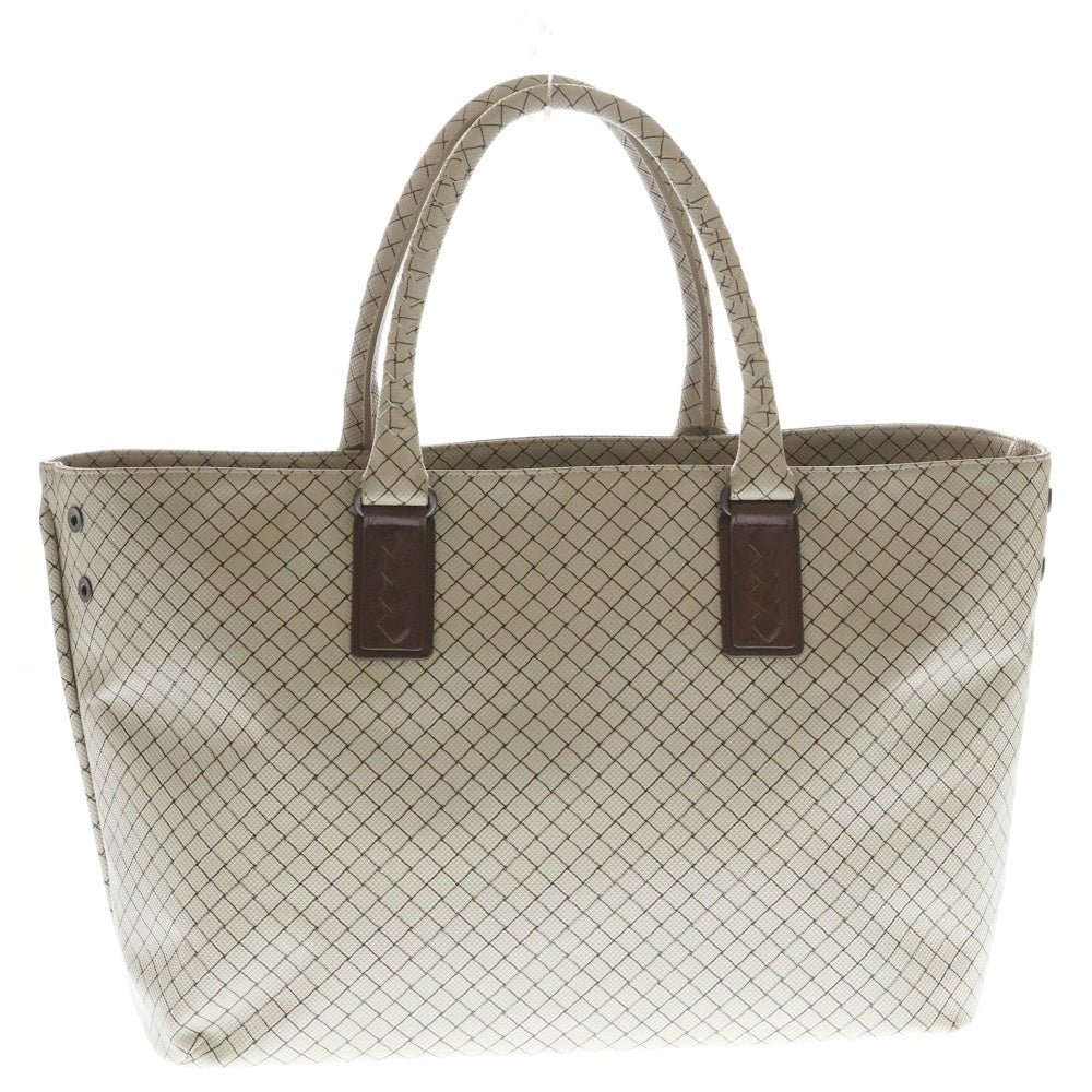BOTTEGA VENETA(ボッテガヴェネタ) マルコポーロ トートバッグ ハンドバッグ グレージュ×ブラウン PVC×レザー レディース