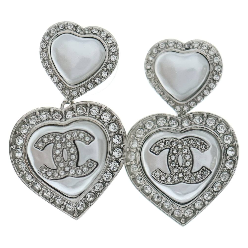 CHANEL(シャネル) ココマーク ラインストーン ラインストーン ハート ピアス シルバー レディース