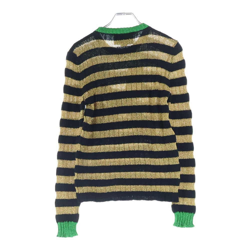 GUCCI(グッチ) 17AW ワッペン 長袖 ラメ糸セーター ブラック×ゴールド 482366 レディース