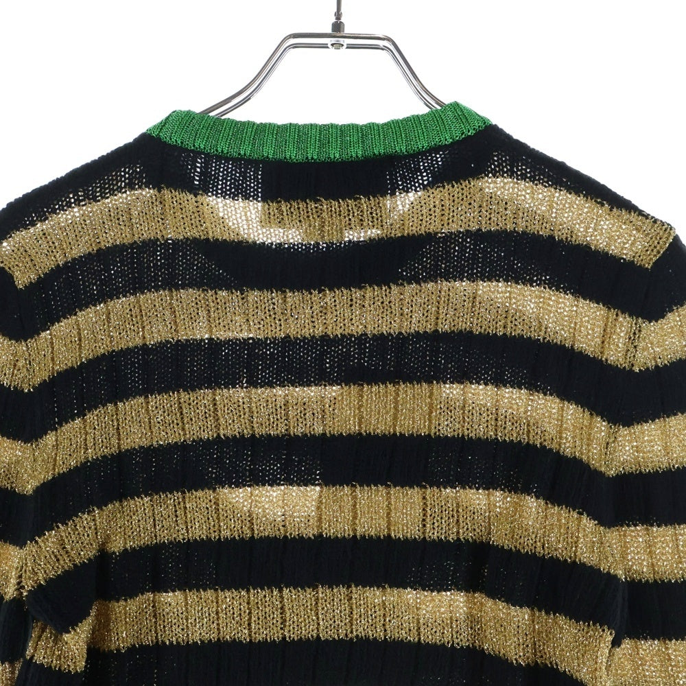 GUCCI(グッチ) 17AW ワッペン 長袖 ラメ糸セーター ブラック×ゴールド 482366 レディース