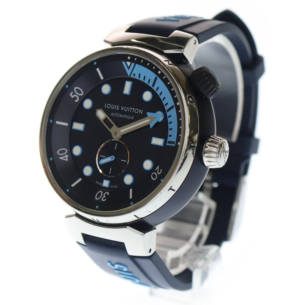 LOUIS VUITTON(ルイヴィトン) タンブール ストリート ダイバー スカイラインブルー文字盤 SS×ラバー/AT 自動巻き 腕時計 QA121Z