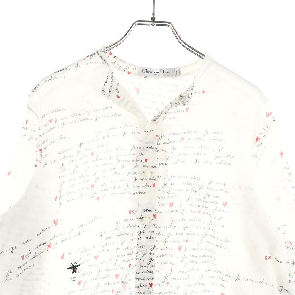 Christian Dior(クリスチャンディオール) ハート レター総柄長袖シャツ ホワイト レディース 441B54A3851