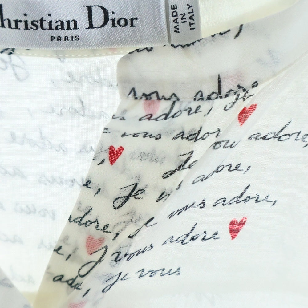 Christian Dior(クリスチャンディオール) ハート レター総柄長袖シャツ ホワイト レディース 441B54A3851