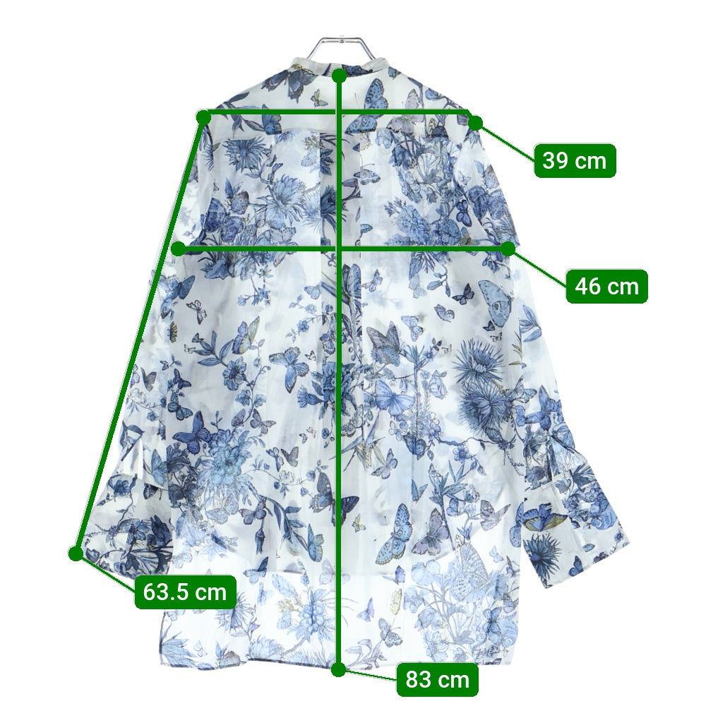 Christian Dior(クリスチャンディオール) ボタニカル柄 長袖シャツ ホワイト/ブルー レディース 441B55A3675