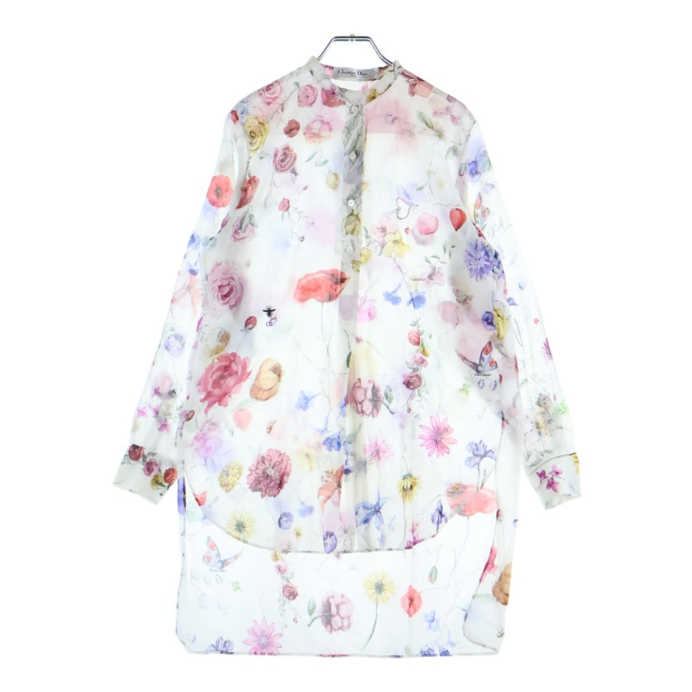 Christian Dior(クリスチャンディオール) ボタニカル柄 長袖シャツ ホワイト/ピンク レディース 351B54A3763