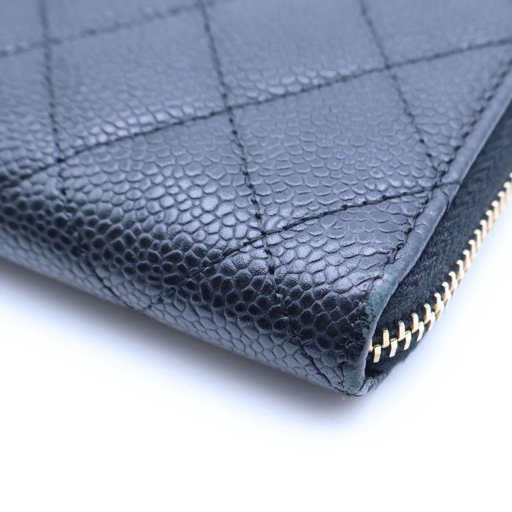 CHANEL(シャネル) マトラッセ ロングジップ ウォレット 19番台 ブラック AP0242 ゴールド金具 レディース
