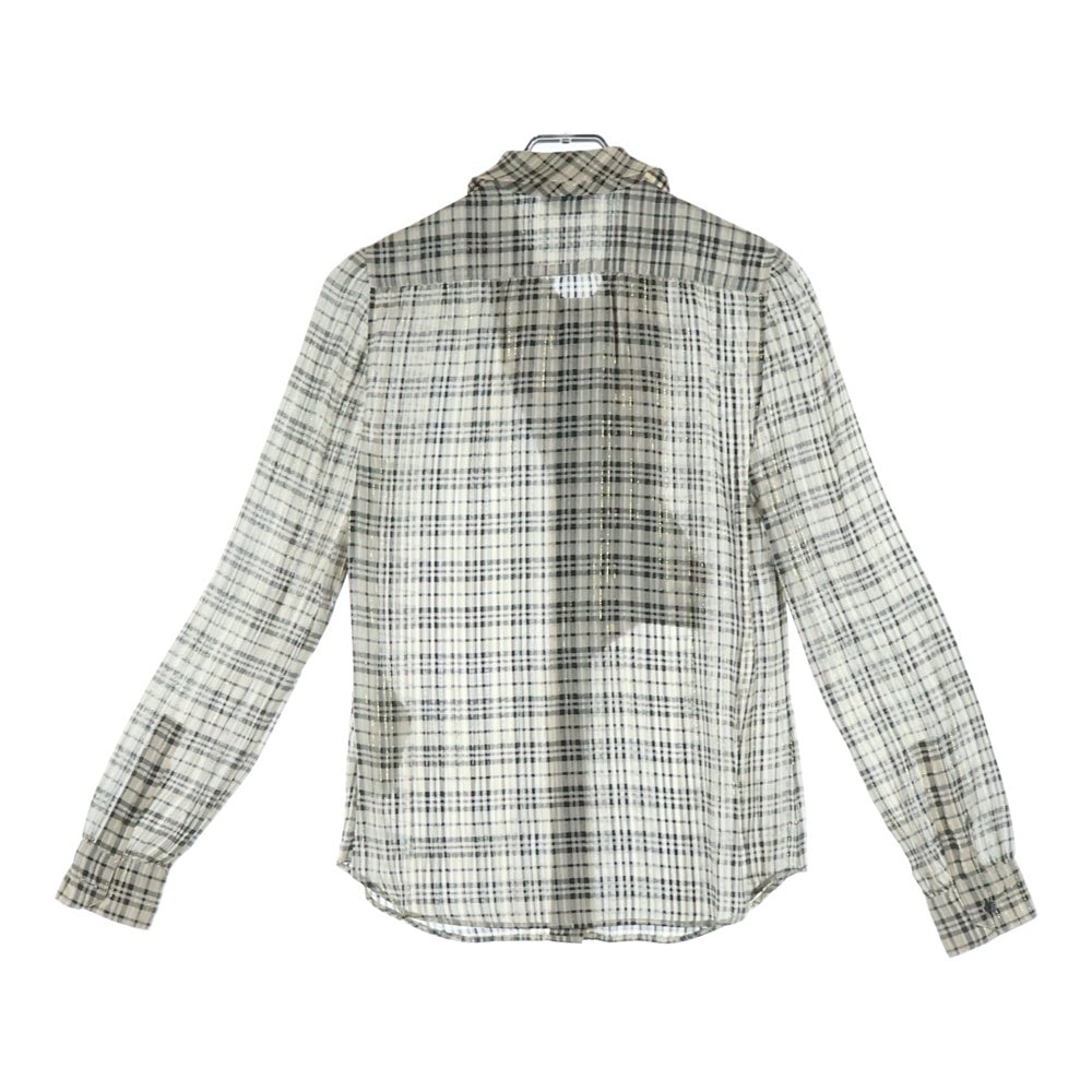 SAINT LAURENT PARIS(サンローランパリ) シルク混チェックブラウス ベージュ 660885 Y6A98