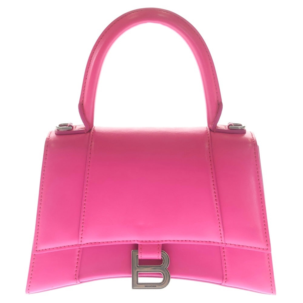 BALENCIAGA(バレンシアガ) アワーグラス トップハンドル 2WAYバッグ ハンドバッグ ショルダーバッグ ピンク レザー 593546 シルバー金具