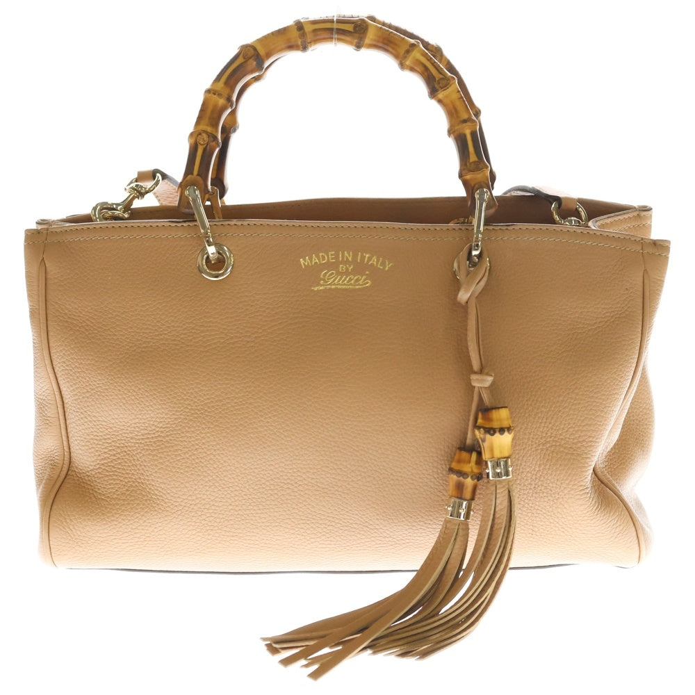 GUCCI(グッチ) バンブー 2WAYバッグ ショルダーバッグ ハンドバッグ ベージュ ブラウン レザー 323660 ゴールド金具 レディース