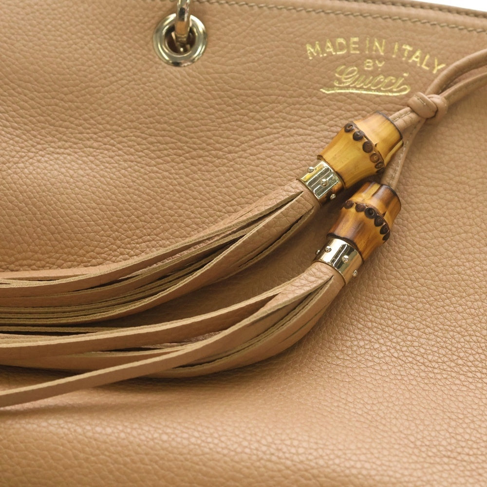 GUCCI(グッチ) バンブー 2WAYバッグ ショルダーバッグ ハンドバッグ ベージュ ブラウン レザー 323660 ゴールド金具 レディース