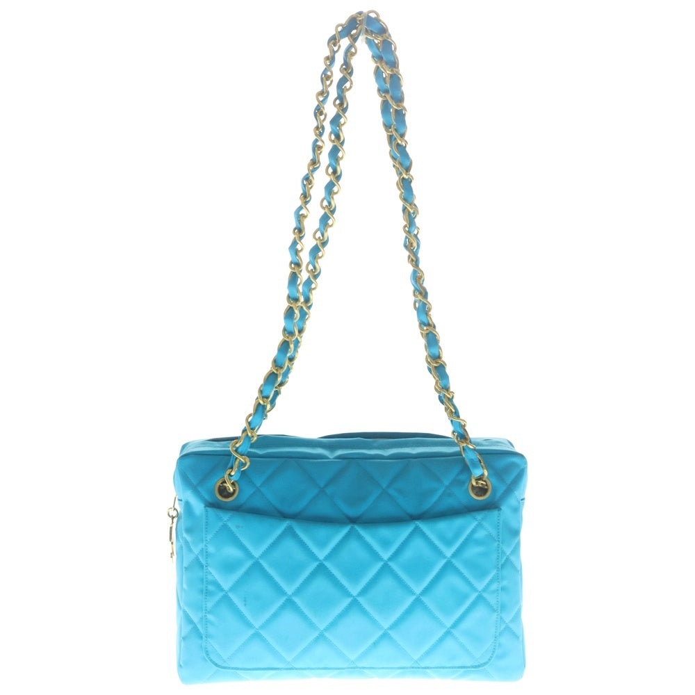 CHANEL(シャネル) マトラッセ ナイロン ココマーク チェーンショルダーバッグ ゴールド金具 ブルー 2番台 レディース