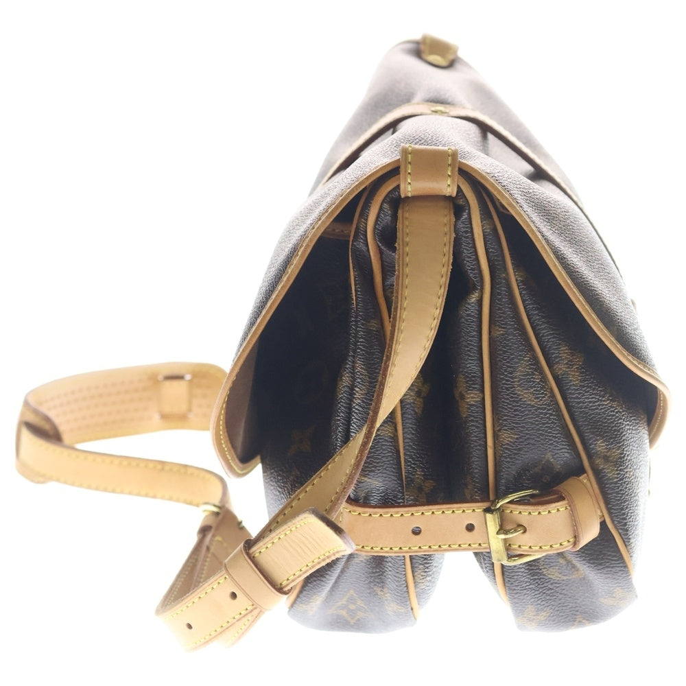 LOUIS VUITTON(ルイヴィトン) モノグラム ソミュール30 ショルダーバッグ ブラウン レザー×PVC M42256 ゴールド金具 レディース
