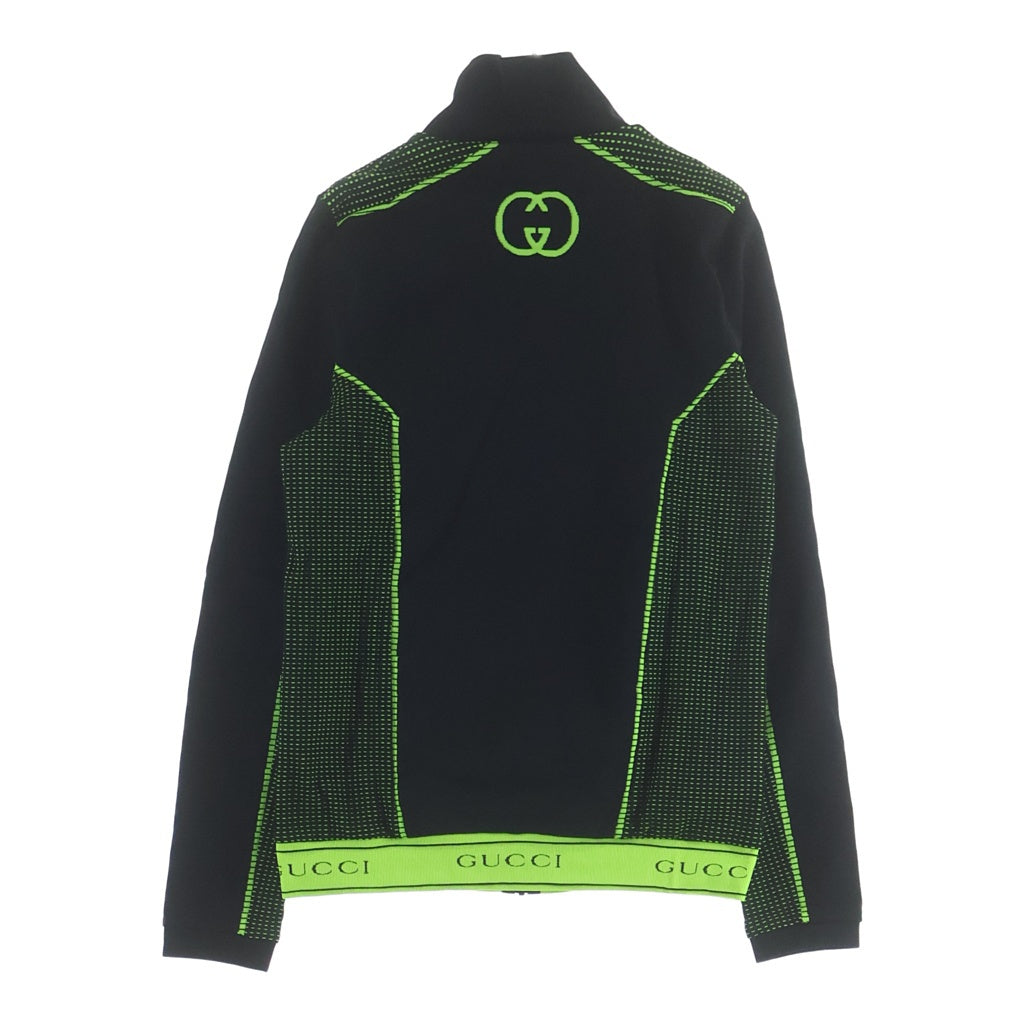 GUCCI(グッチ) 裾ロゴ ジャガード ジップアップ トラックジャケット ブラック/イエロー 698540