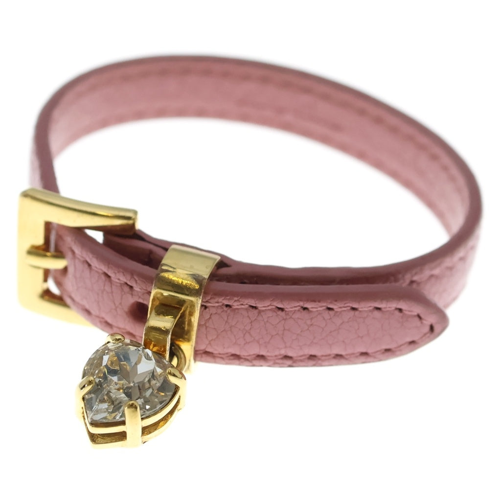 miumiu(ミュウミュウ) ハートチャームブレスレット ピンク レザー ゴールド金具