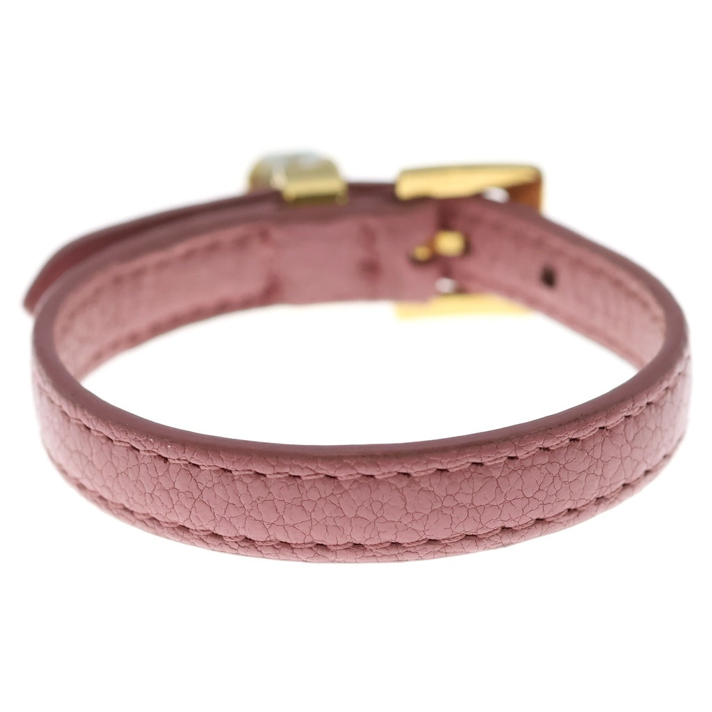 miumiu(ミュウミュウ) ハートチャームブレスレット ピンク レザー ゴールド金具