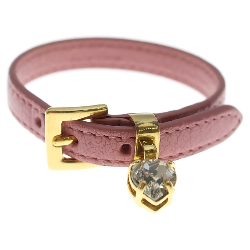 miumiu(ミュウミュウ) ハートチャームブレスレット ピンク レザー ゴールド金具