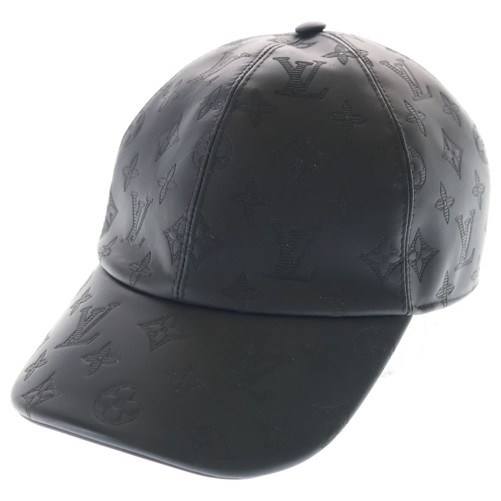 LOUIS VUITTON(ルイヴィトン) モノグラムシャドウ レザー ベースボールキャップ 帽子 ブラック M76581