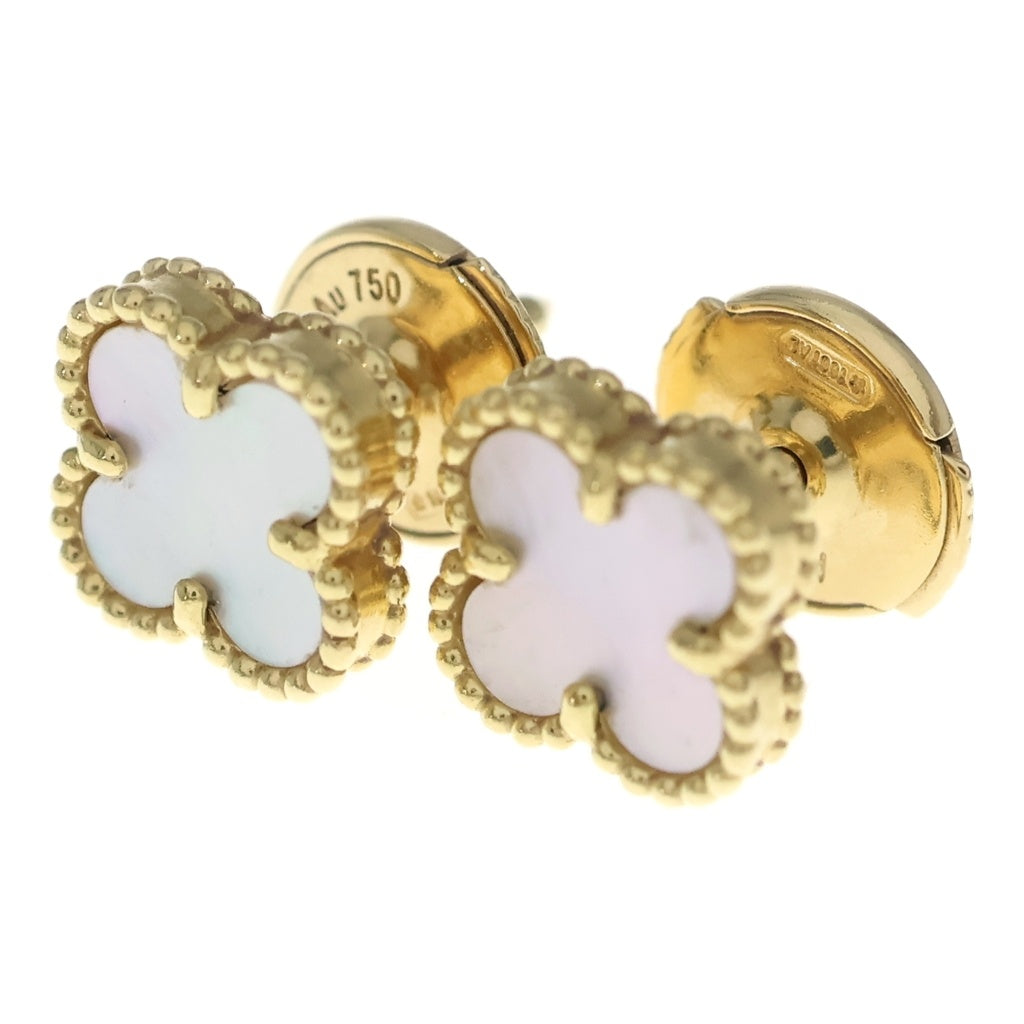 Van Cleef & Arpels(ヴァンクリーフアンドアーペル) スウィートアルハンブラ マザーオブパール ピアス ゴールド×ホワイト Au750YG
