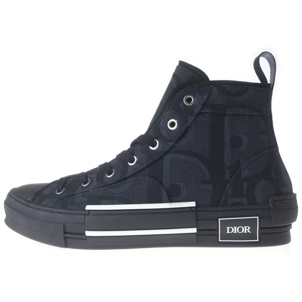Christian Dior(クリスチャンディオール) B23 リーグ オブリークジャガード キャンバス ハイトップ ハイカットスニーカー シューズ ブラック