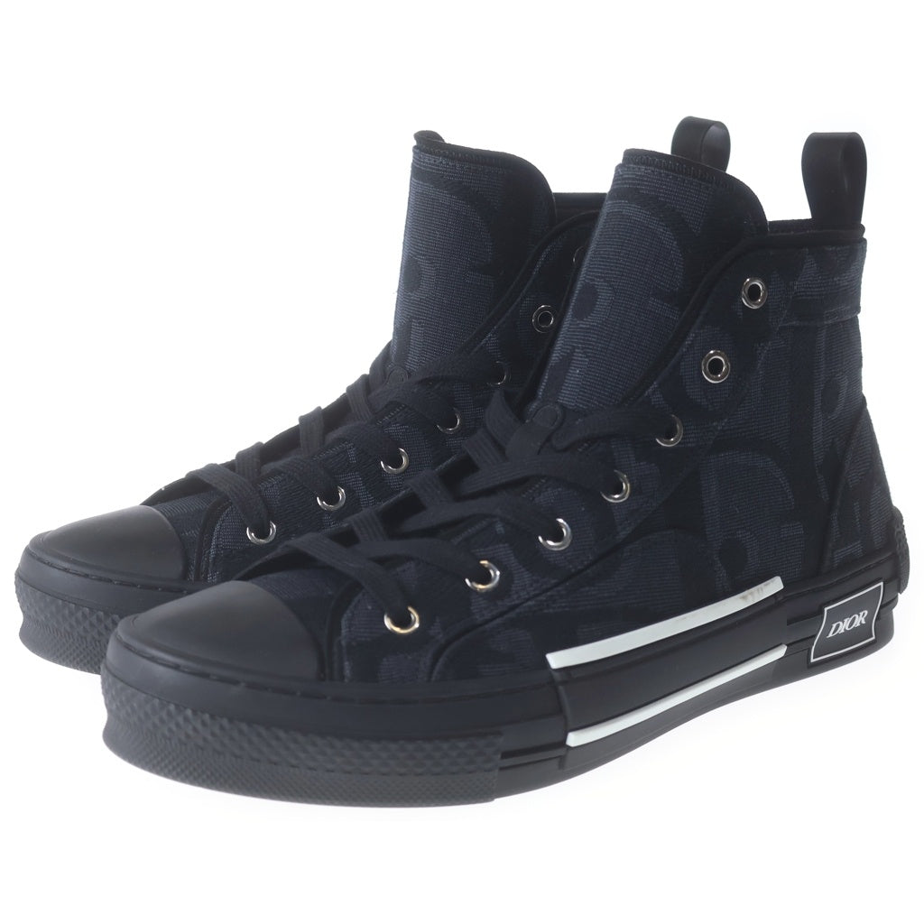 Christian Dior(クリスチャンディオール) B23 リーグ オブリークジャガード キャンバス ハイトップ ハイカットスニーカー シューズ ブラック