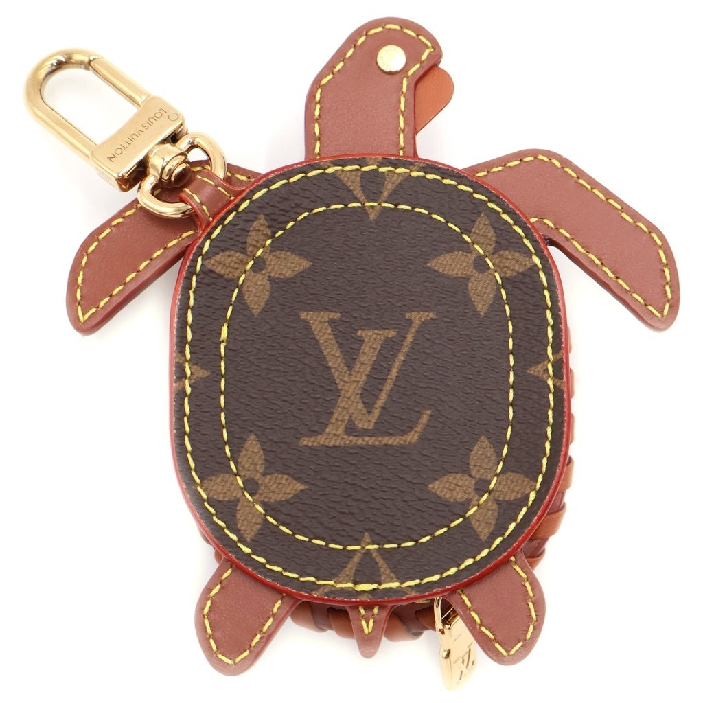 LOUIS VUITTON(ルイヴィトン) モノグラム タートル バッグチャーム ポーチ ケース ブラウン PVC M02576 ゴールド金具 レディース