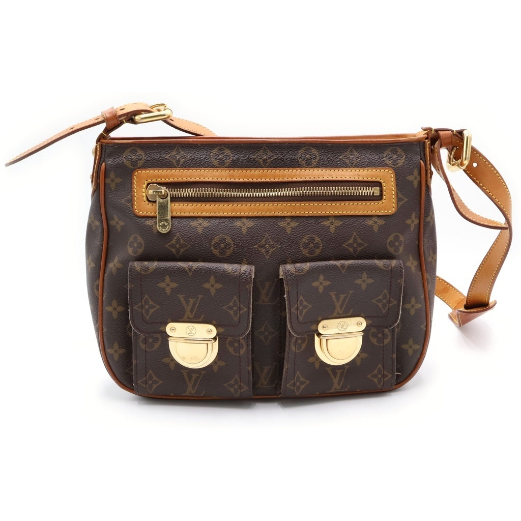 LOUIS VUITTON(ルイヴィトン) モノグラム ハドソン ショルダーバッグ ブラウン レザー×PVC M40045 ゴールド金具 レディース