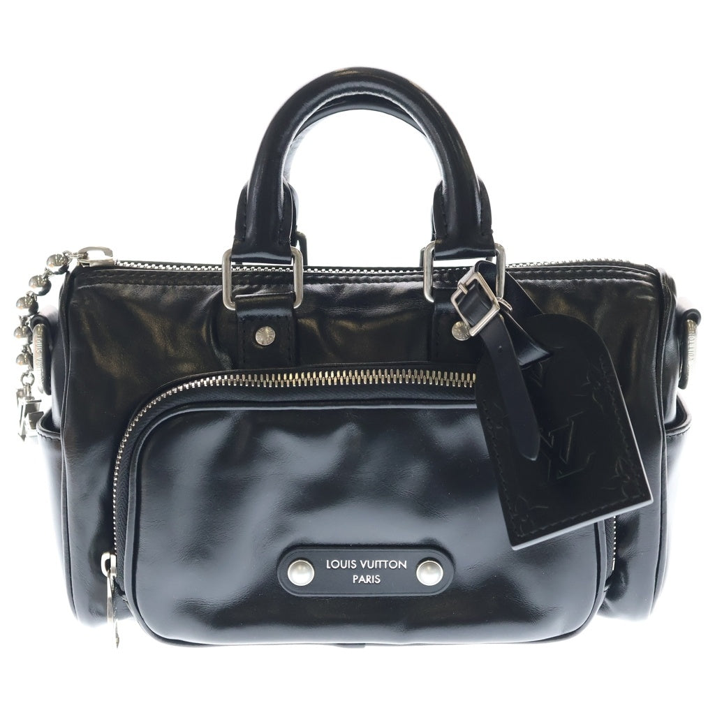 LOUIS VUITTON(ルイヴィトン) キーポルカーゴバンドリエール25 2WAYバッグ ショルダーバッグ ミニボストンバッグ ハンドバッグ ブラック レザー M13988 シルバー金具 レディース