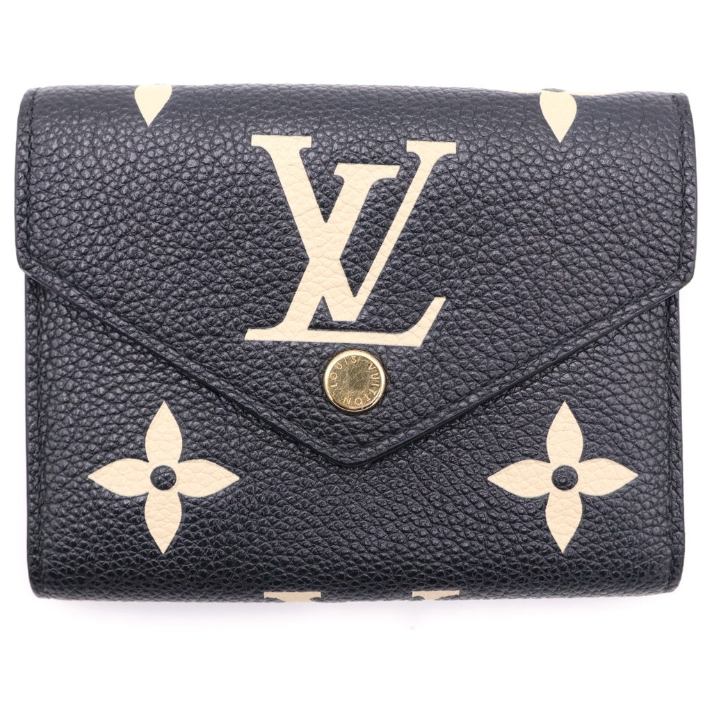 LOUIS VUITTON(ルイヴィトン) モノグラム・アンプラント ポルトフォイユヴィクトリーヌ コンパクトウォレット 三つ折り財布 コインケース ブラック レザー M80968 ゴールド金具 レディース