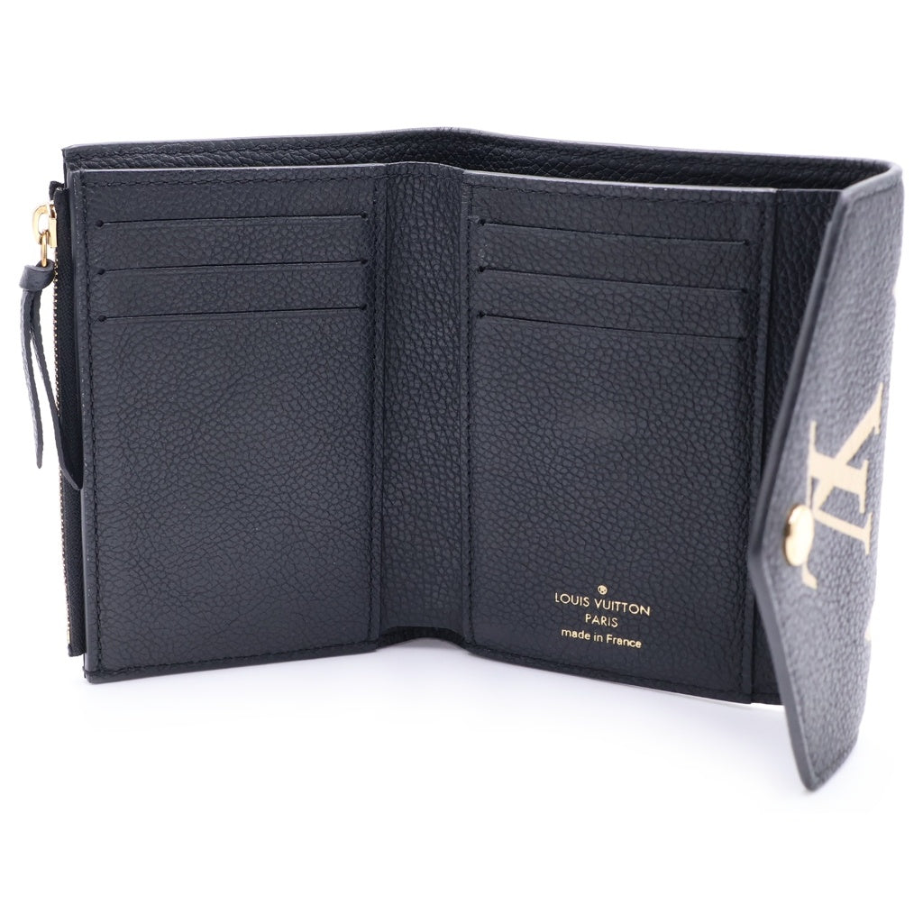 LOUIS VUITTON(ルイヴィトン) モノグラム・アンプラント ポルトフォイユヴィクトリーヌ コンパクトウォレット 三つ折り財布 コインケース ブラック レザー M80968 ゴールド金具 レディース