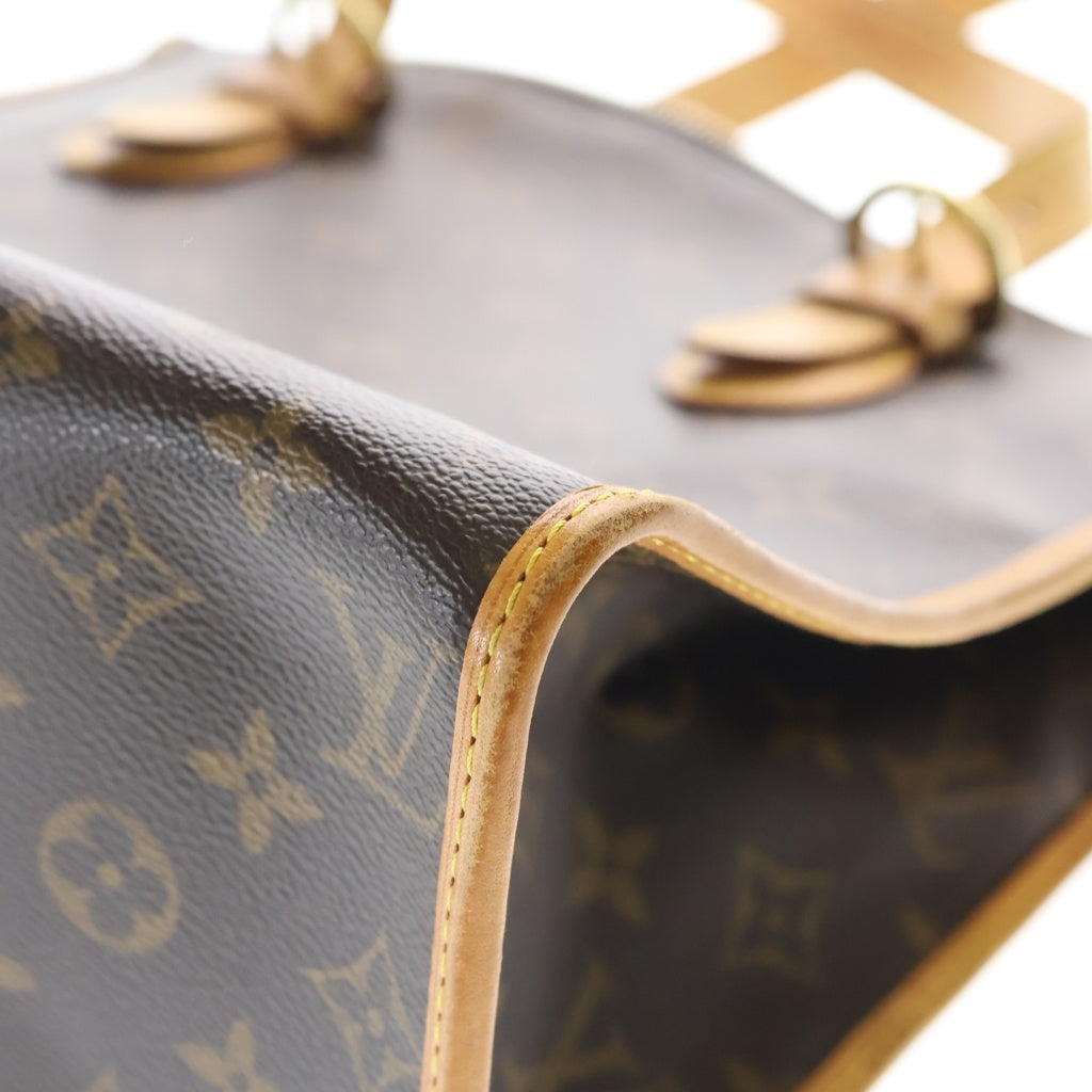 LOUIS VUITTON(ルイヴィトン) モノグラム ポパンクール・オ ハンドバッグ トートバッグ ブラウン レザー×PVC M40007 ゴールド金具 レディース